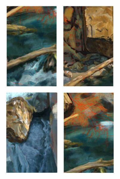 Malerisches Bild - Tryptichon hoch